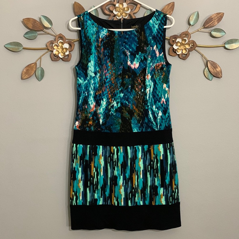 Laundry by Shelli Segal Teal Black Dress Size 4